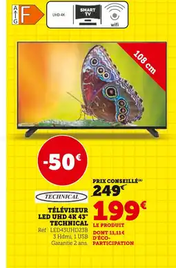 Hyper U TECHNICAL Téléviseur LED UHD 4K 43 offre