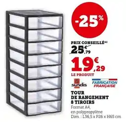 Hyper U SUNDIS Tour de rangement 8 tiroirs offre