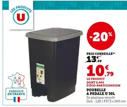 Hyper U U Poubelle à pédale 30l offre