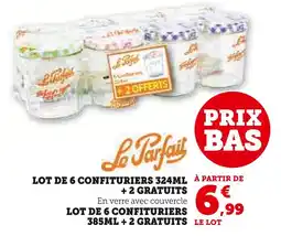Hyper U Le Parfait Lot de 6 confituriers 324ml + 2 gratuits offre