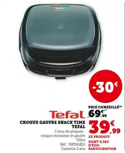 Hyper U TEFAL Croque gaufre snack time offre