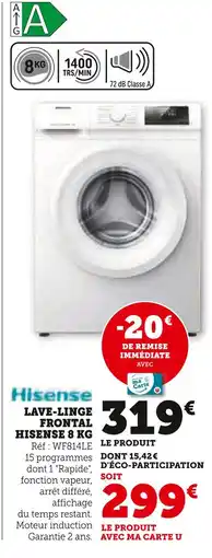 Hyper U Hisense Lave-linge frontal Hisense 8 kg offre