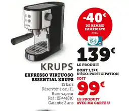 Hyper U KRUPS Expresso Virtuoso Essential offre