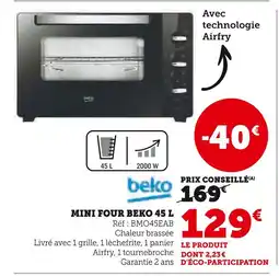 Hyper U Beko Mini four Beko 45 L offre