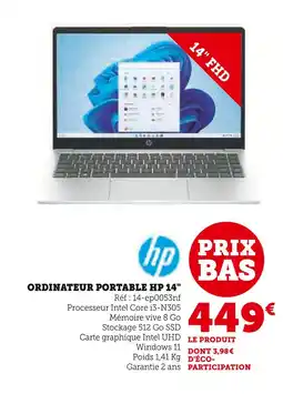 Hyper U HP Ordinateur portable HP 14 offre