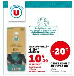 Hyper U U Câble hdmi u 4k ultra hd offre