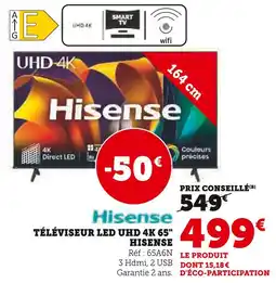 Hyper U HISENSE Téléviseur LED UHD 4K 65 offre