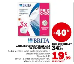 Hyper U Brita Carafe filtrante Aluna blanche Brita offre