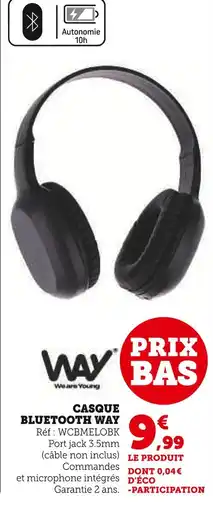 Hyper U WAY Casque Bluetooth offre