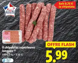 Lidl 8 chipolatas supérieures longues offre