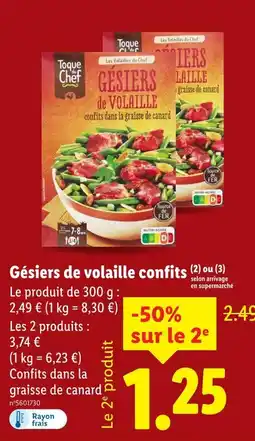 Lidl TOQUE DU CHEF Gésiers de volaille confits offre