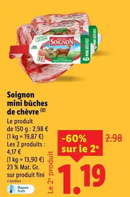 Lidl SOIGNON mini bûches de chèvre offre