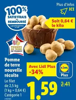 Lidl Pommes de terre de France Pomme de terre nouvelle récolte offre