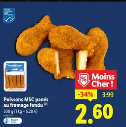Lidl Poissons MSC panés au fromage fondu offre