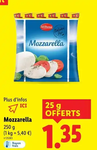 Lidl Milbona Mozzarella offre