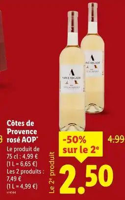 Lidl SAINT AYGADE Côtes de provence rosé aop offre