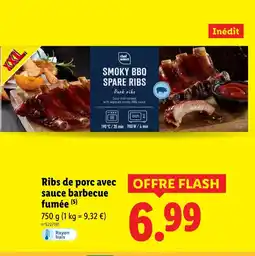 Lidl Chef Select Ribs de porc avec sauce barbecue fumée offre