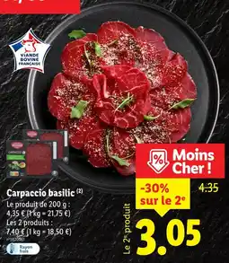 Lidl Carpaccio basilic offre