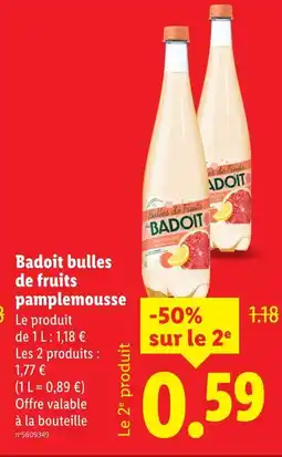 Lidl Badoit Bulles de fruits pamplemousse offre