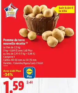 Lidl Pommes de terre de France Pomme de terre nouvelle récolte offre