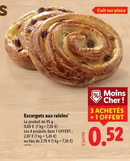 Lidl Escargots aux raisins offre