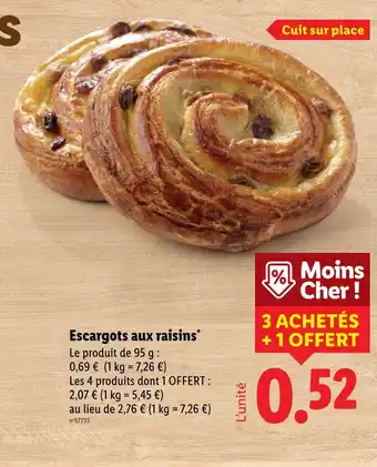 Lidl Escargots aux raisins offre