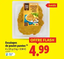 Lidl TOQUE DU CHEF Escalopes de poulet panées offre