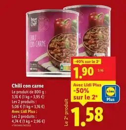 Lidl Toque du Chef Chili con carne offre
