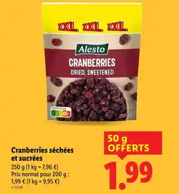 Lidl Cranberries séchées et sucrées offre