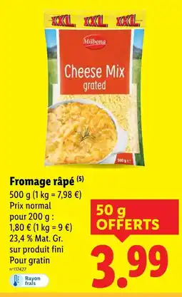 Lidl MILBONA Fromage râpé offre