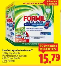 Lidl FORMIL Lessive capsules tout en un offre