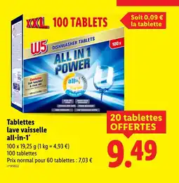 Lidl W5 Tablettes lave vaisselle all-in-1 offre