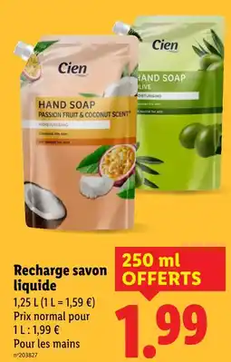 Lidl Cien Recharge savon liquide offre