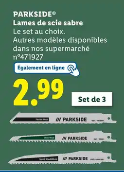Lidl PARKSIDE Lames de scie sabre offre