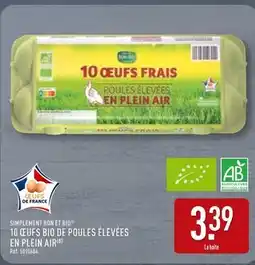ALDI Simplement bon et bio 10 œufs bio de poules élevées en plein air offre