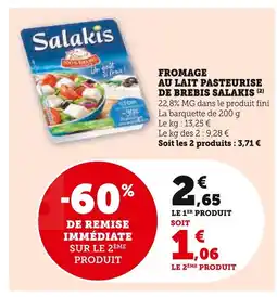 Super U Salakis Fromage au lait pasteurisé de brebis offre