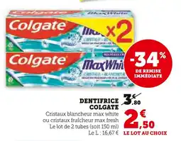 Super U Colgate Dentifrice offre
