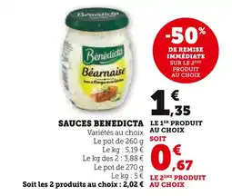 Super U Benedicta Sauces Béarnaise offre