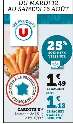 Super U Les Produits U Carotte offre