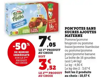 Super U MATERNE Pom'Potes sans sucres ajoutés offre