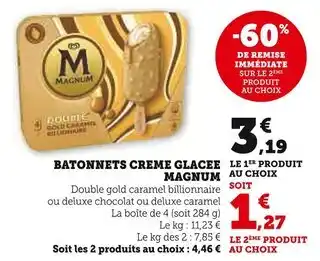 Super U MAGNUM Bâtonnets crème glacée offre