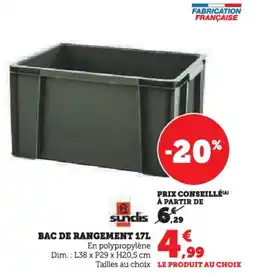 Hyper U Bac de rangement 17l offre