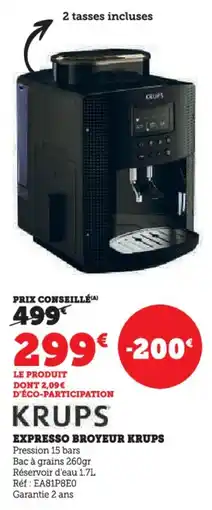 Hyper U Expresso broyeur krups offre