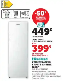 Hyper U Refrigerateur 1 porte hisense offre