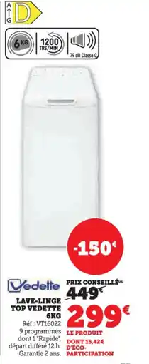 Hyper U Lave linge top vedette offre