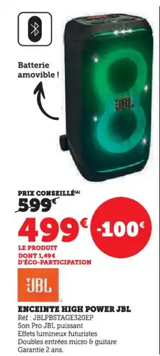 Hyper U Enceinte high power jbl offre