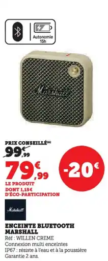 Hyper U Enceinte bluetooth marshall offre