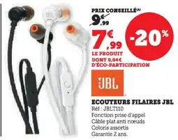 Hyper U Ecouteurs filaires jbl offre