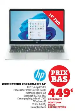 Hyper U Ordinateur portable hp 14" offre