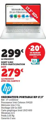 Hyper U Ordinateur portable hp 17,3" offre